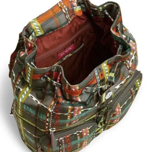 Vera Bradley Midtown City Cargo Gray  Twill Plaid Backpack